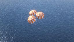 Répondre océan, parachute, capsule, atmosphère, splash, trois